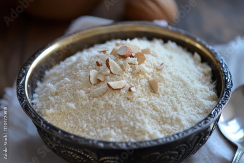 Coconut semolina and almond dessert photo