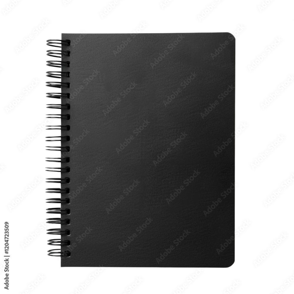 Black Spiral Bound Notebook Mockup Isolated on Transparent Background Black Spiral Bound Notebook Mockup Isolated on Transparent Background
