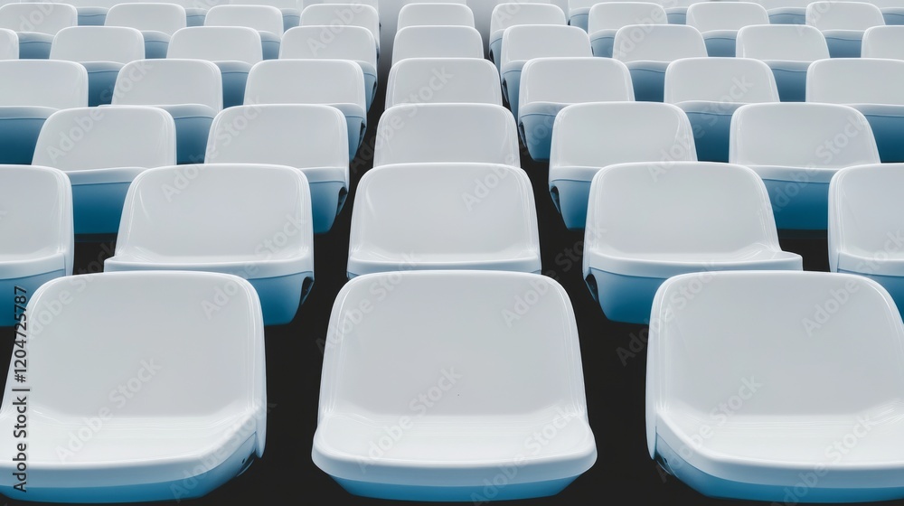 The symmetrical seating arrangement throughout the stadium creates a striking and consistent design when viewed from the front. The symmetrical seating arrangement throughout the stadium creates a striking and consistent design when viewed from the front.