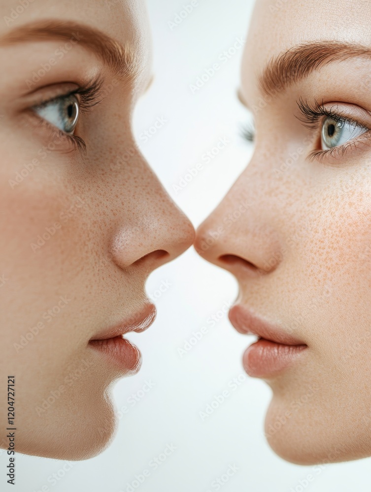 Obraz premium Two Women Faces Close Up, Skin Beauty Shot