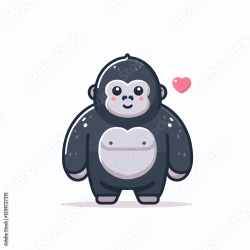 Adorable Gorilla Expressing Affection Illustration