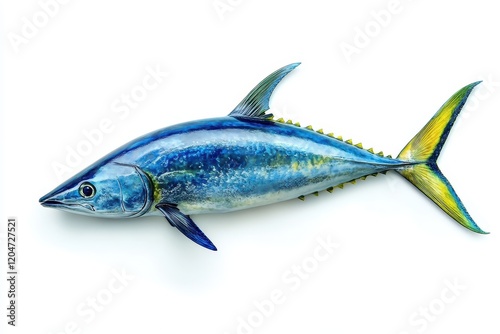 Fresh Pacific king mackerels or Scomberomorus fish on a white background with clipping paths