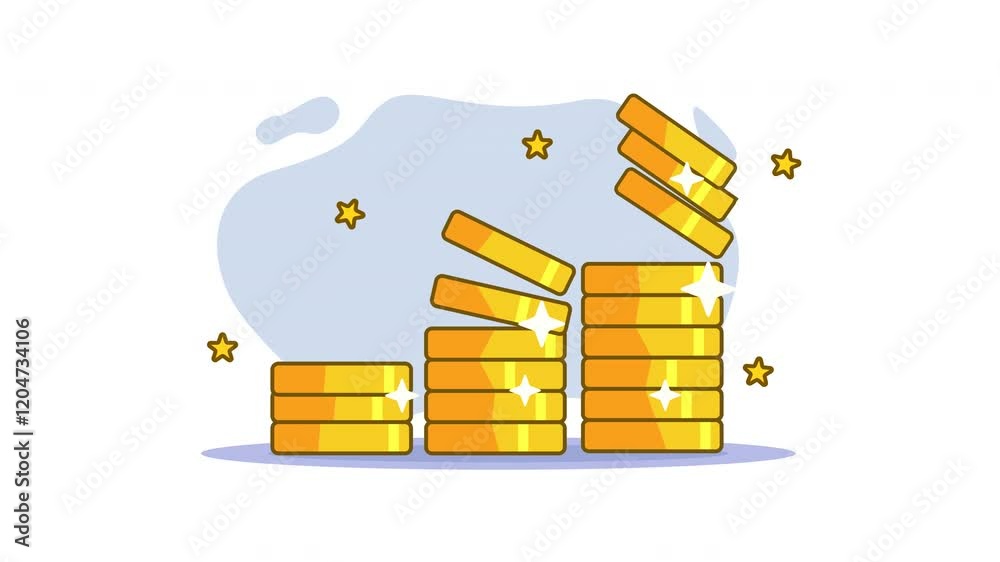 Modern animation of an increasing stack of coins icon, symbolizing growth, improvement, development. seamless looping animation Modern animation of an increasing stack of coins icon, symbolizing growth, improvement, development. seamless looping animation