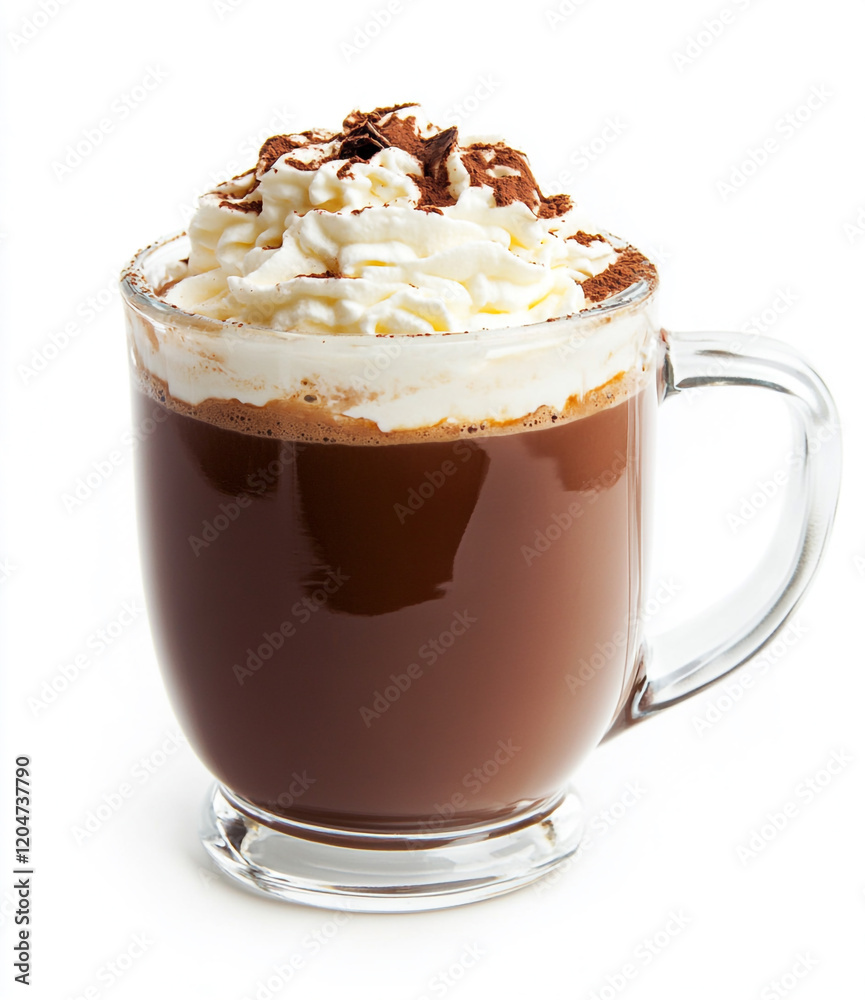 A delicious cup of hot cocoa with whipped cream topping A delicious cup of hot cocoa with whipped cream topping