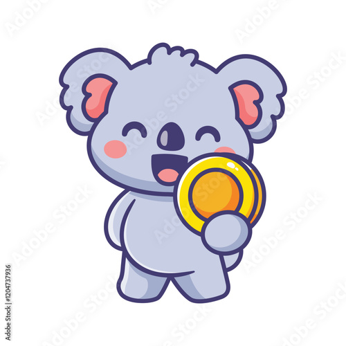 cute koala holding gold coin photo