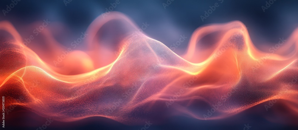 Fototapeta premium Abstract orange and blue wavy energy flow.