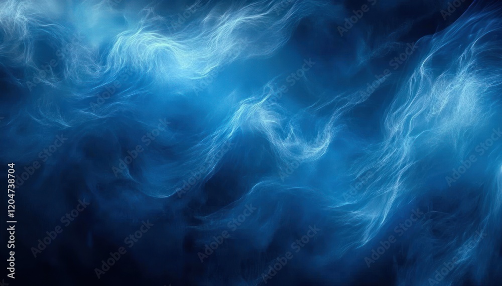 Abstract Blue Fluid Patterns with Ethereal Light Movement and Dynamic Water Inspired Design