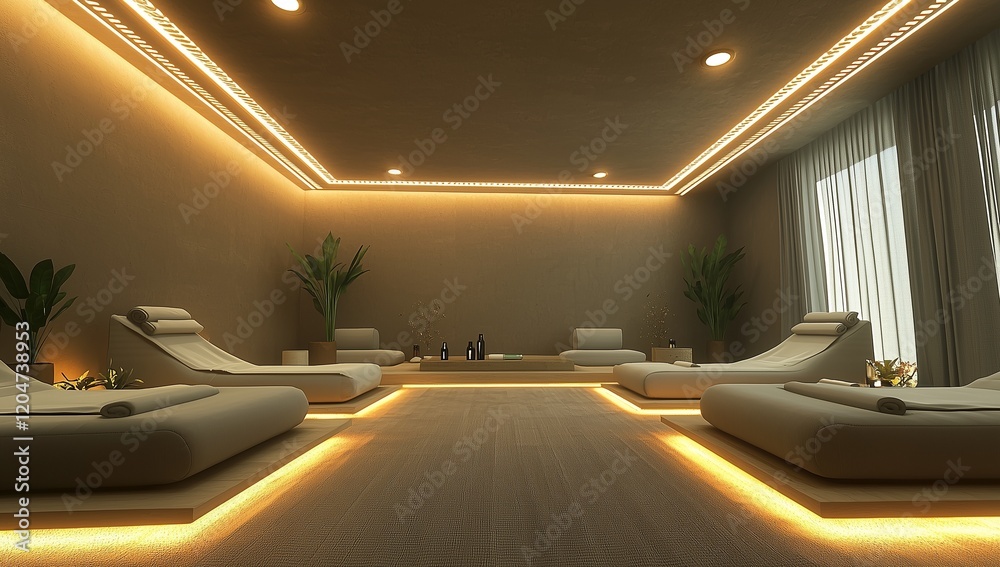 3D-rendered aromatherapy space with calm colors and soft lighting.