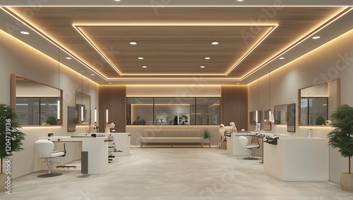 Obraz na płótnie 3D visualization of a sleek reception space with minimalist design. w salonie