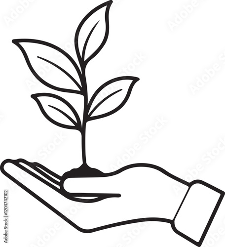 isolated  hand holding a plant sprout icon, hand holding a plant sprout icon Vector , hand holding a plant sprout Silhouette,color hand holding a plant sprout symbol, hand holding a plant sprout icon 