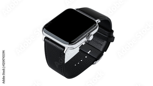 3D rendering of a smart watch with a black strap, isolated on transparent background photo