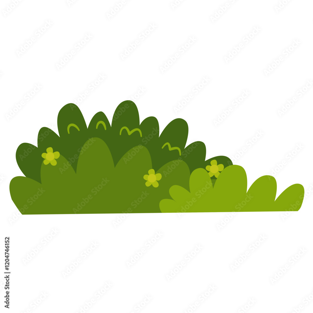 Obraz premium Grass Border Illustration with Trendy Cartoon Design. Isolated on White Background. Vector Clipart