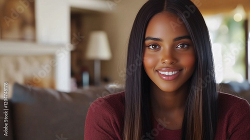 Wallpaper Mural Close-up portrait of a young African-American woman in a home office Torontodigital.ca