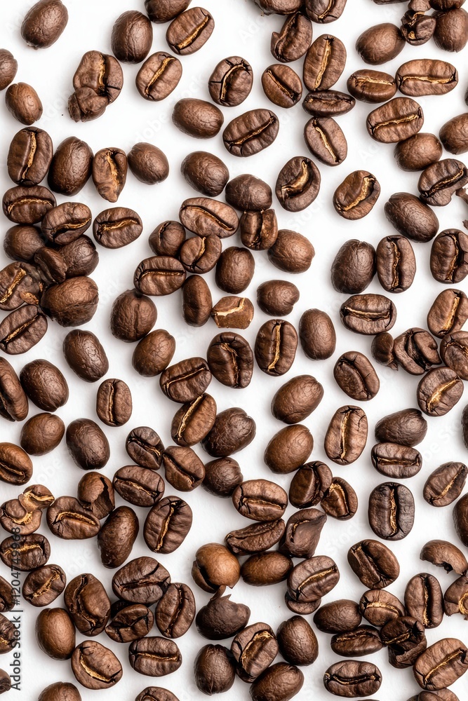 Obraz premium Roasted coffee beans on white background
