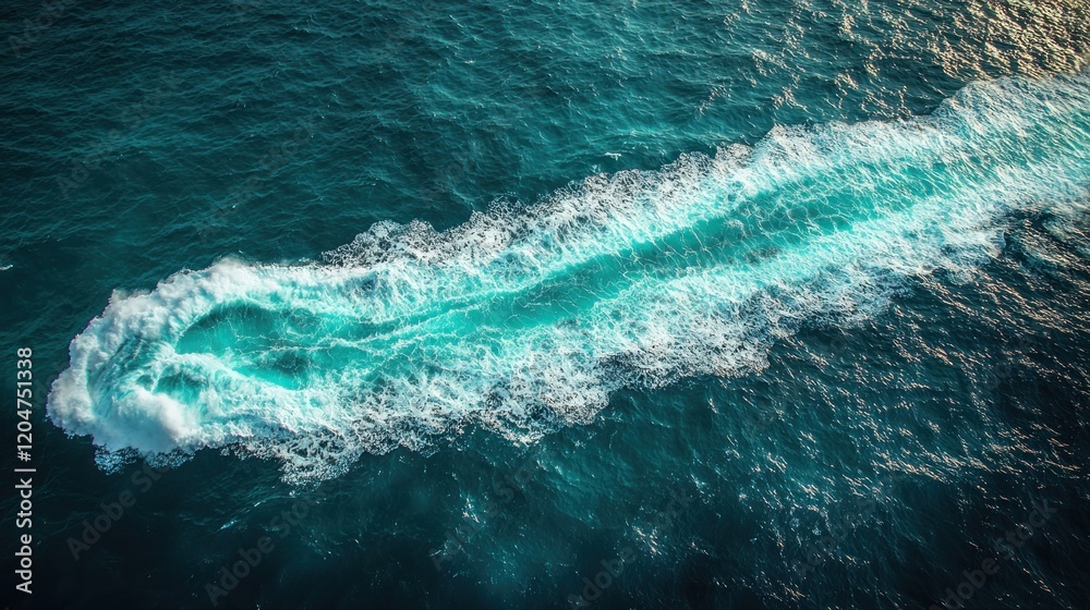 Fototapeta premium Ocean Wake: Aerial View of a Boat's Trail