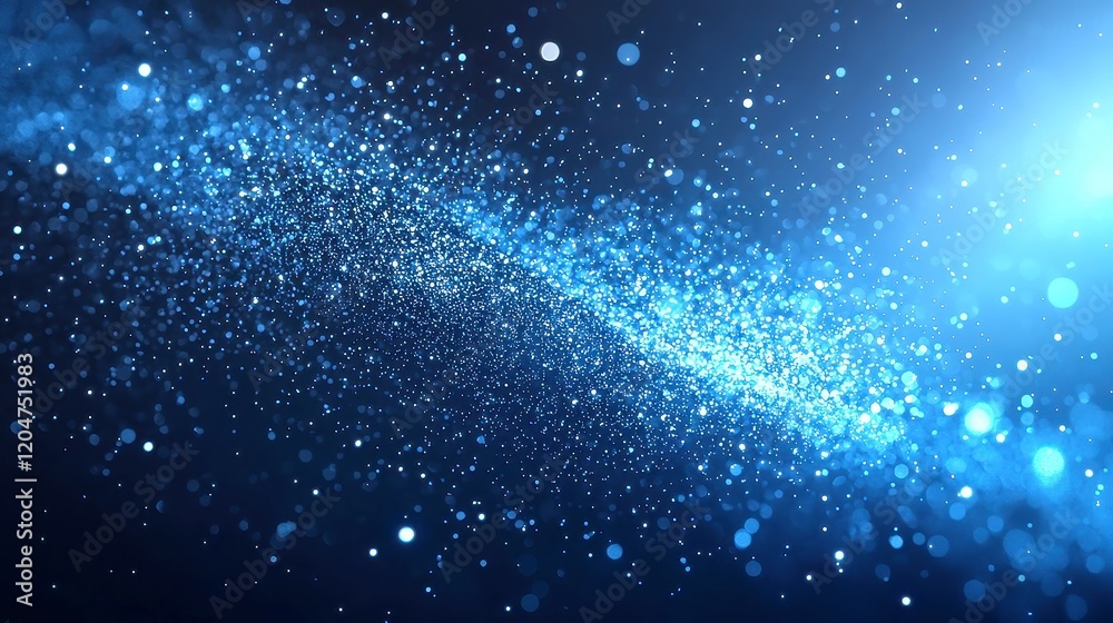 Obraz premium Dark Blue Abstract Background, a captivating digital scene featuring shimmering blue particles, deep depths, and intricate lines and grids, evoking a sense of depth and mystery.