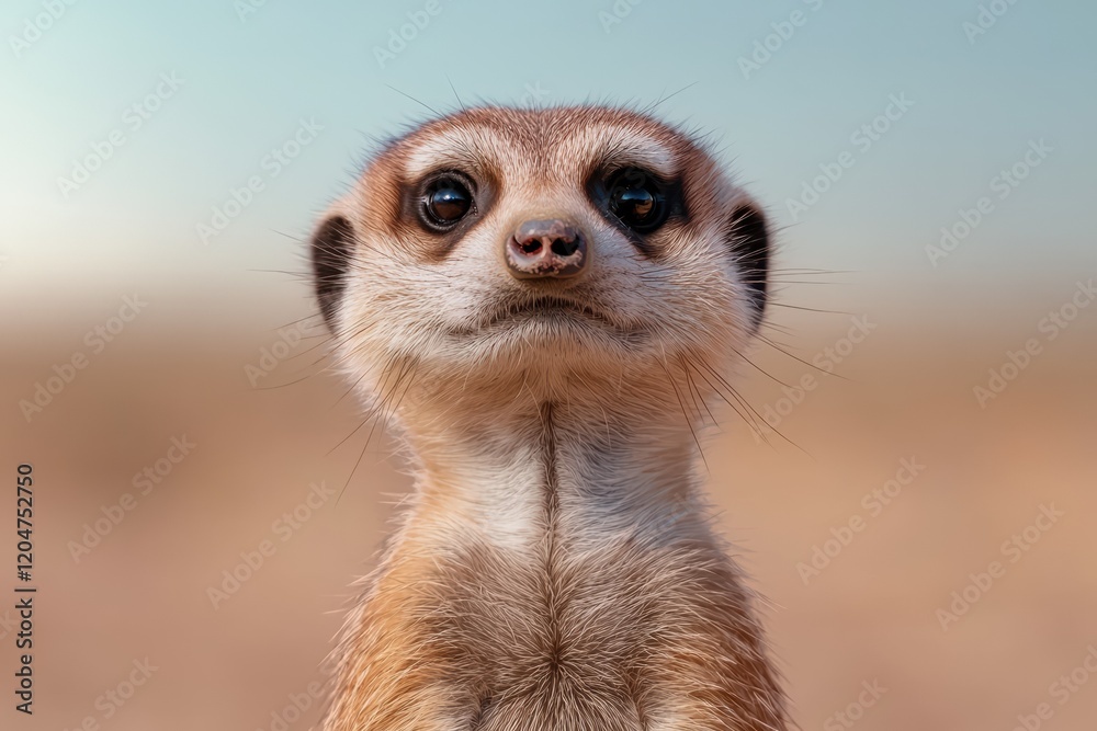 Fototapeta premium Close-up portrait of a curious meerkat looking directly at the camera