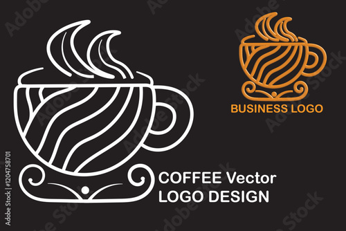 3D Vector coffee cup logo. perfect for food and beverage business logo