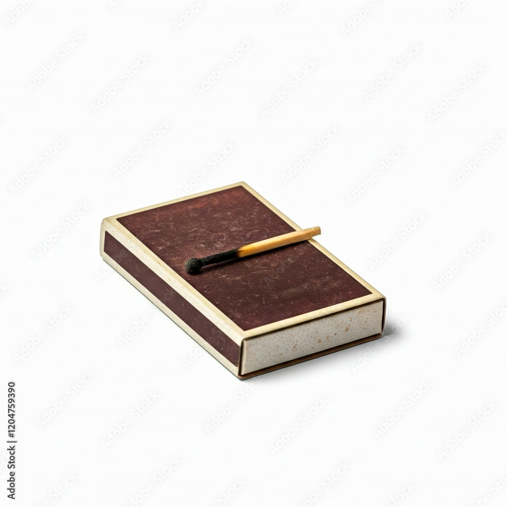 Simple Matchbox with Wooden Matchstick on White Background Simple Matchbox with Wooden Matchstick on White Background
