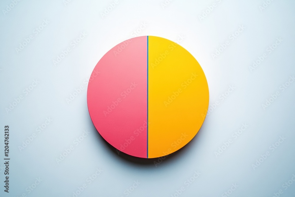 Fototapeta premium Colorful circular divided design in pink and yellow against a light background created for modern art display. Generative AI