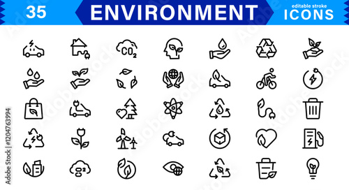 Environment Icons. Eco-Friendly Vector Illustrations for Sustainability, Nature, and Green Solutions photo