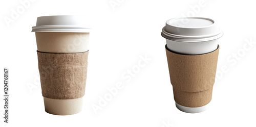 Wallpaper Mural Two Disposable Coffee Cups with Sleeves Take Away Drinks on transparent background Torontodigital.ca
