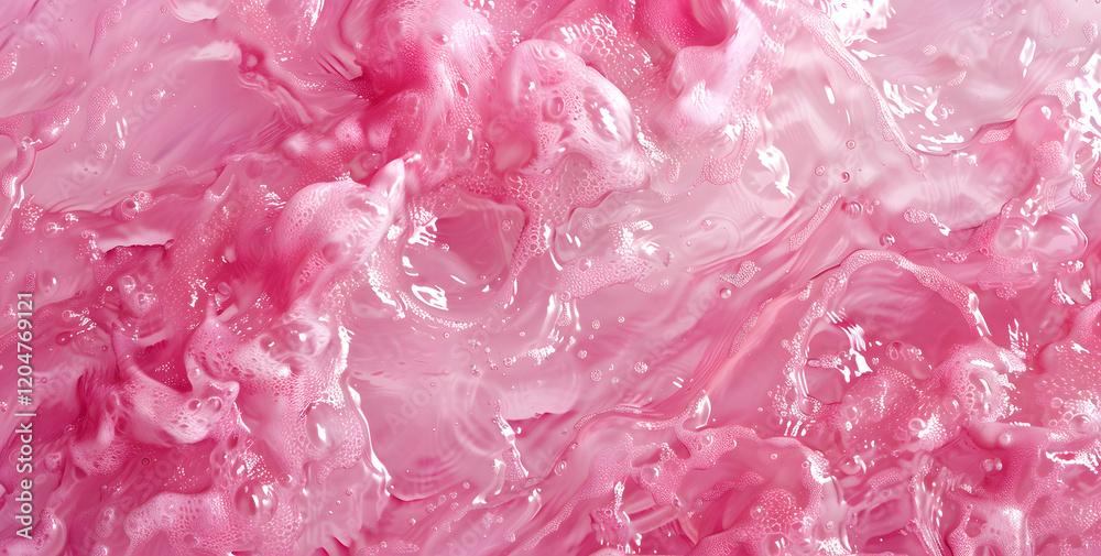 Pink Liquid with Bubbles and Swirling Texture Pink Liquid with Bubbles and Swirling Texture