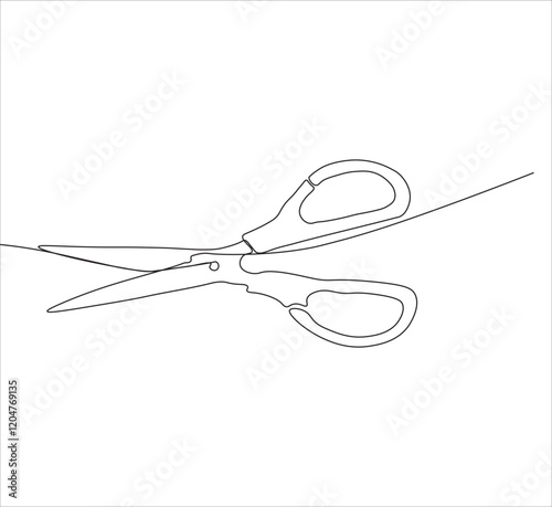 One continuous line drawing of regular scissors and barber scissors. single line drawing of scissors. one line illustration of cutting equipment. editable vector