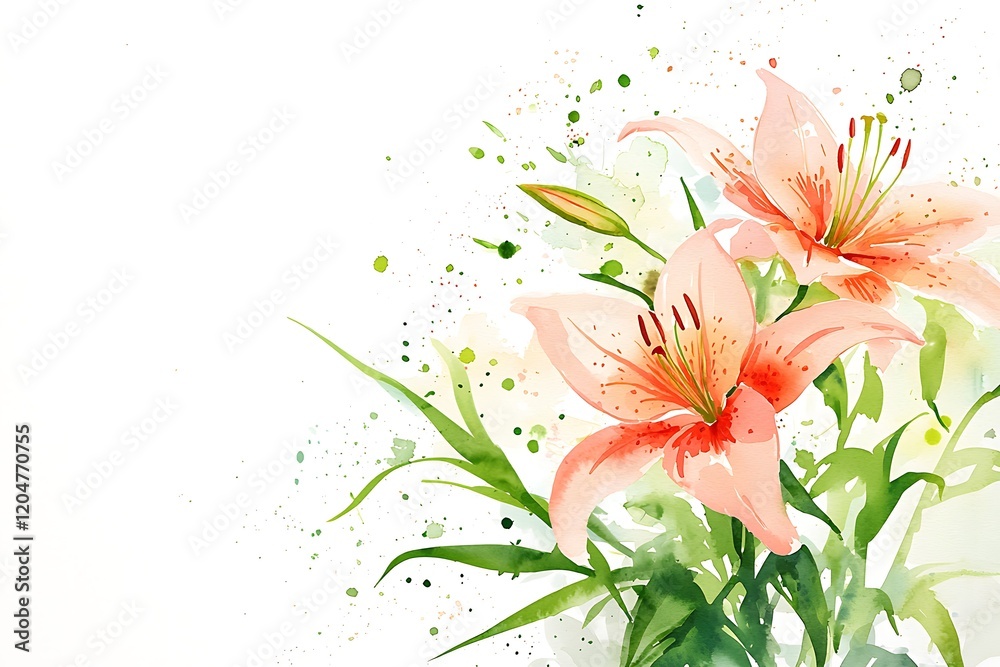 Fototapeta premium Valentine's day love watercolor style floral art nature artwork serene romantic atmosphere