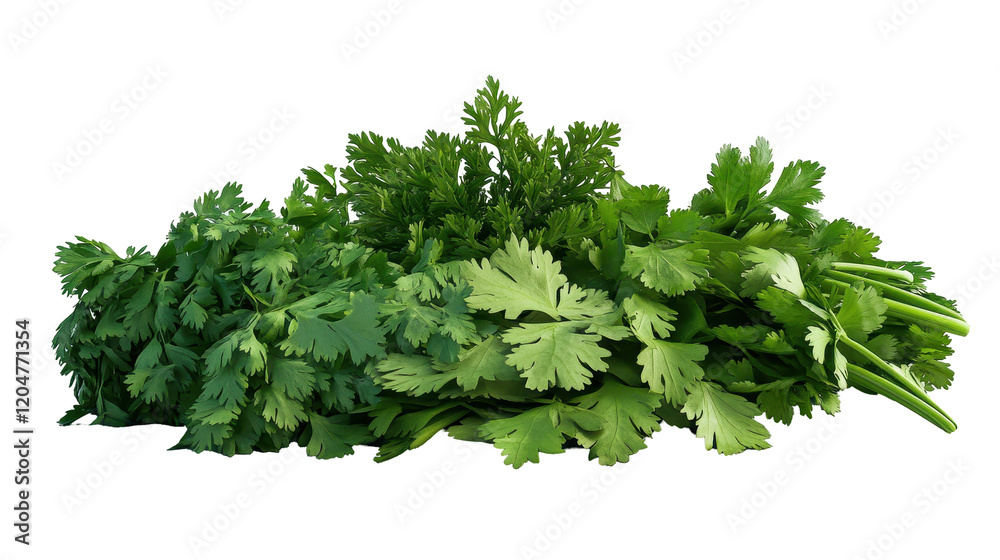 Fresh bunch of vibrant green herbs, perfect for adding flavor to any dish. transparent background Fresh bunch of vibrant green herbs, perfect for adding flavor to any dish. transparent background