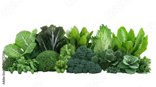 A vibrant display of fresh green vegetables, rich in nutrients and flavors. transparent background photo