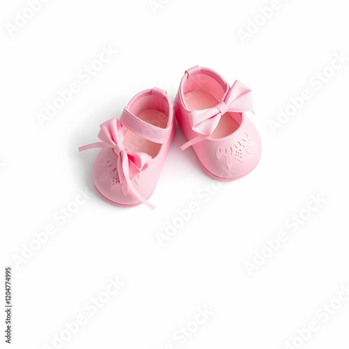 Pink baby girl shoes isolated on the blank background