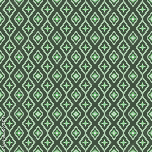 Green Geometric Diamond Pattern