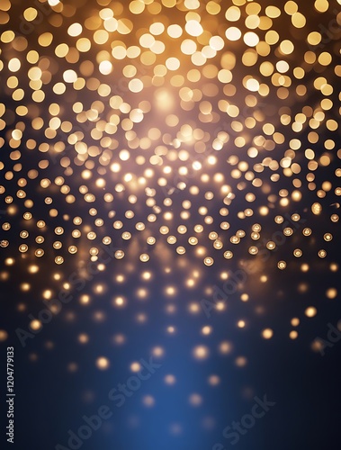 A dazzling display of golden bokeh lights on a deep blue background, creating a dreamy, festive atmosphere perfect for celebrations and abstract visuals

 photo