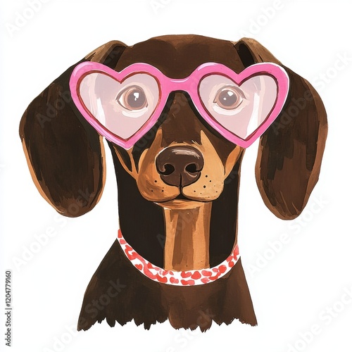 Cute dog with red heart for Valentine’s Day greeting card design