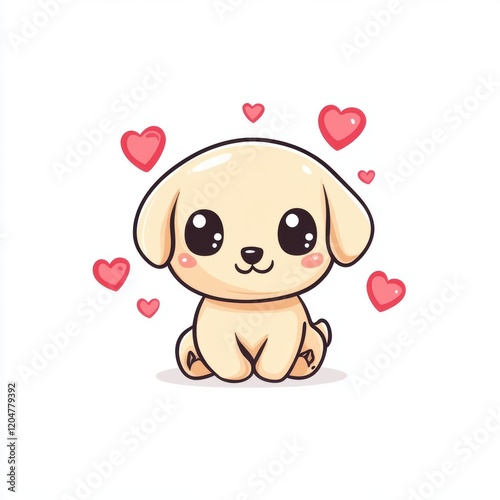 Cute dog with red heart for Valentine’s Day greeting card design