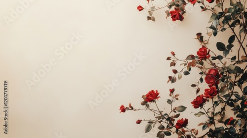 Valentine’s Day greeting card background template with rose flower