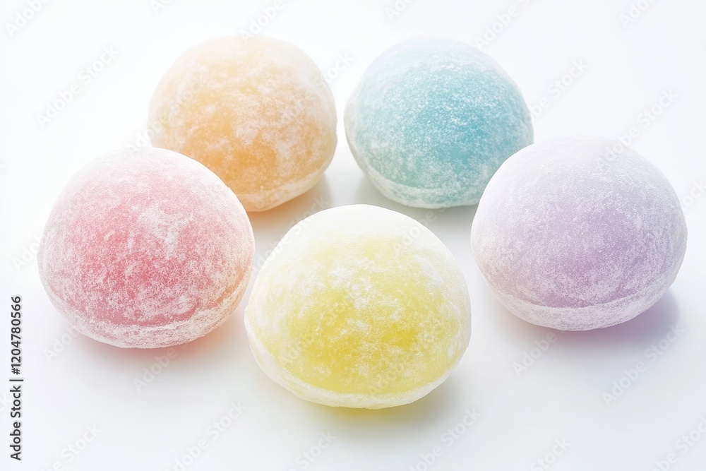 Mochi is a soft sticky Japanese rice cake shaped into a round form and comes in various colors Mochi is a soft sticky Japanese rice cake shaped into a round form and comes in various colors