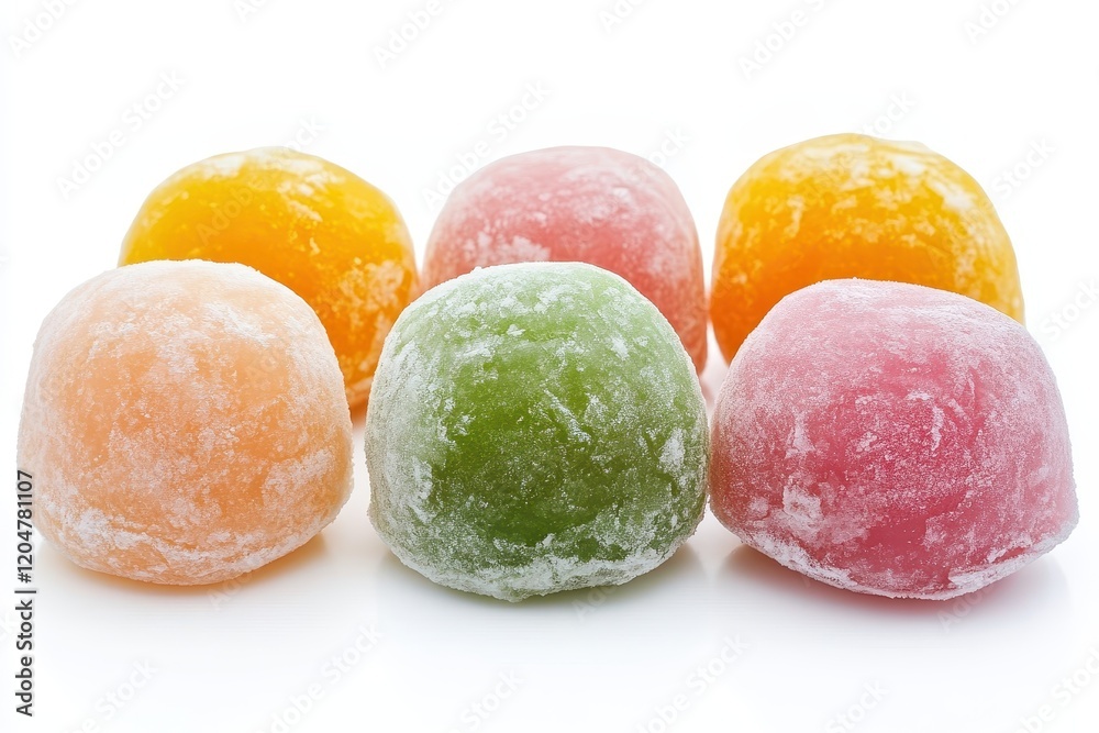 Mochi treat set against a white backdrop Mochi treat set against a white backdrop