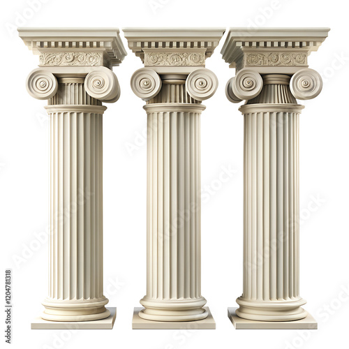  set of greek columns on white background.png photo