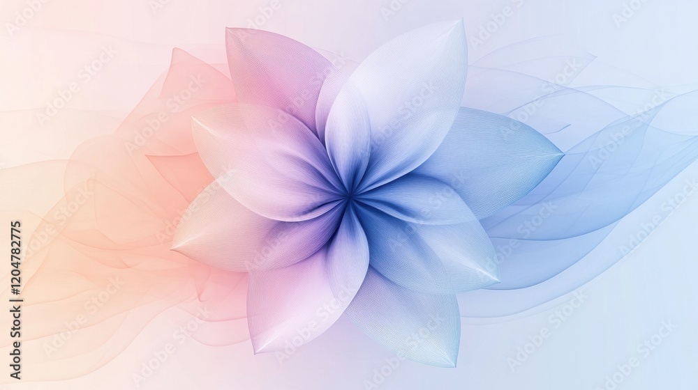 Fototapeta premium Beautiful pastel flower with soft gradients in a serene background for a calming aesthetic experience. Generative AI