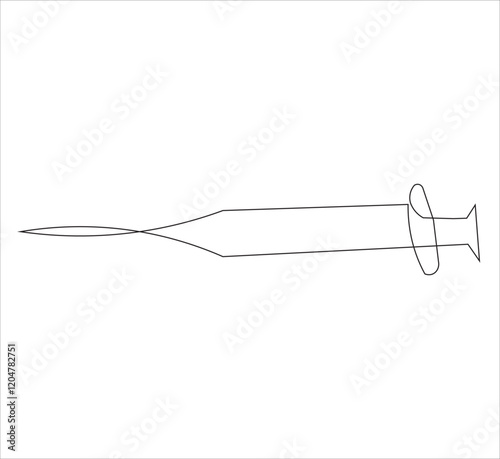 One continuous line drawing of syringe medical equipment . single line illustration of syringe injection. illustration one of medical equipment. editable ouline