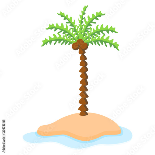 Tropical Palm Tree Vector Illustration Isolated on White Background.