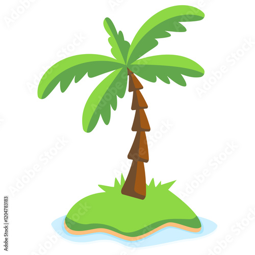 Tropical Palm Tree Vector Illustration Isolated on White Background.