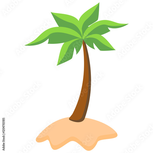 Tropical Palm Tree Vector Illustration Isolated on White Background.