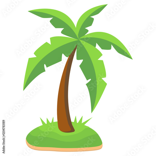 Tropical Palm Tree Vector Illustration Isolated on White Background.