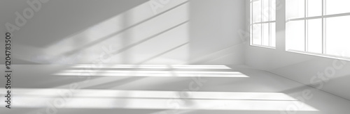 Sunlight Illuminating an Empty White Room