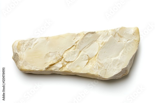 Overhead view of local Taleggio cheese made from whole cow s milk set against a white backdrop