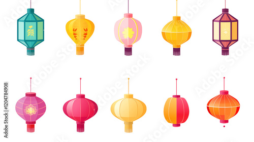 Vibrant Asian Lanterns Festive Hanging Decorations for Holidays and Celebrations