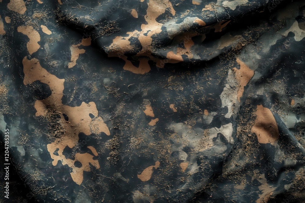 Obraz premium Pattern of rugged military camouflage fabric for protective combat use